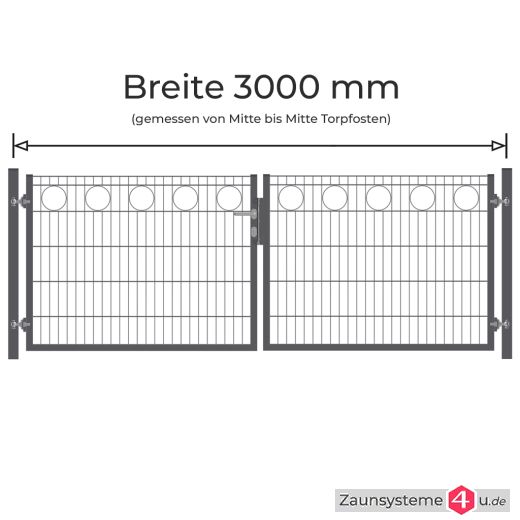 Schmuck-Zauntor BALI 3000 mm Breite verzinkt + pulverbeschichtet anthrazit