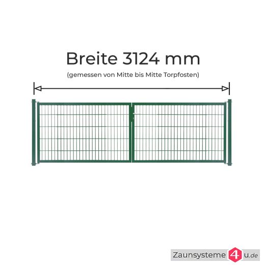 Kombitor Komplett-Set 2x1492 mm Flügelbreite verzinkt + pulverbeschichtet grün