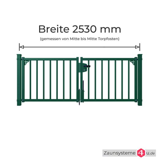 BARDO Doppeltor 2x1200 mm Flügelbreite verzinkt + pulverberschichtet grün