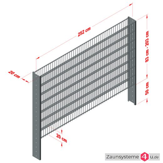 Pfostenset Solido für Gabionen 198 mm Breite feuerverzinkt