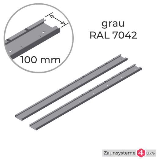 Pfostenset für Gabionen 100 mm Breite verzinkt + grau RAL 7042