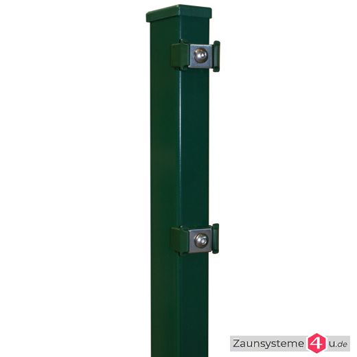 DS-Zaunpfahl 60x40mm Klemmhalter mit Bodenplatte verzinkt + grün