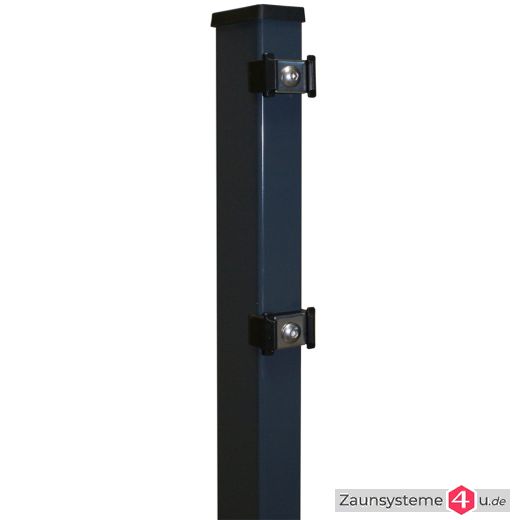 DS-Zaunpfahl 60x40mm Klemmhalter mit Bodenplatte verzinkt + anthrazit