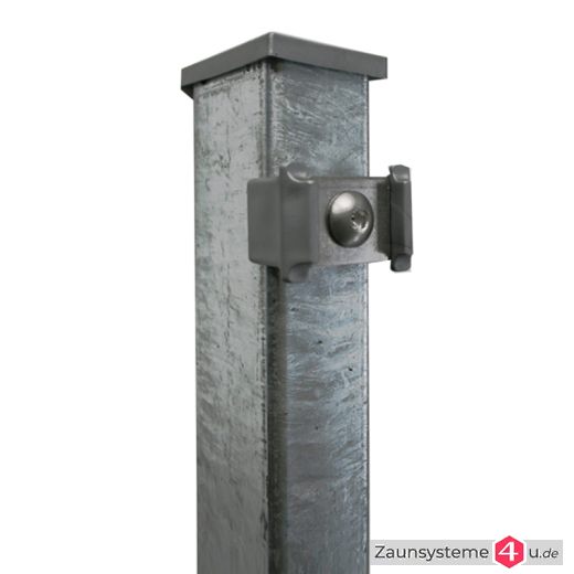DS-Zaunpfahl 60x40mm Klemmhalter mit Bodenplatte feuerverzinkt