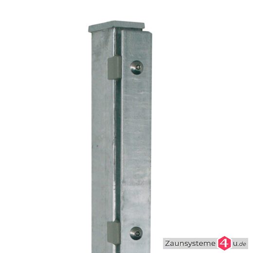 DS-Zaunpfahl 60x40mm mit Abdeckschiene und Bodenplatte feuerverzinkt
