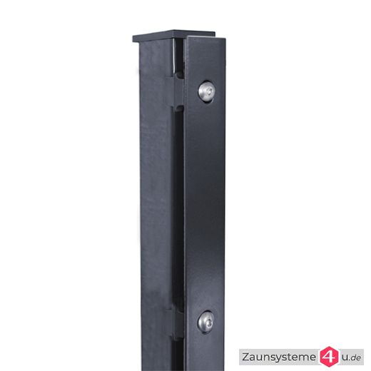 DS-Zaunpfahl 60X40mm mit Schiene und Bodenplatte verzinkt + anthrazit