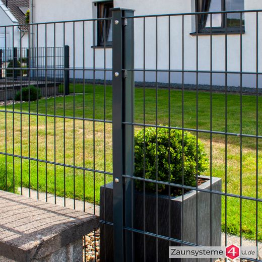 DS-Zaunpfahl 60X40 mm mit Schiene verzinkt + anthrazit