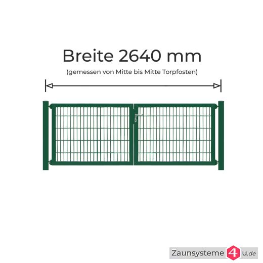 Profi-Doppeltor Komplett-Set 2x1222 mm Flügelbreite verzinkt + pulverbeschichtet grün