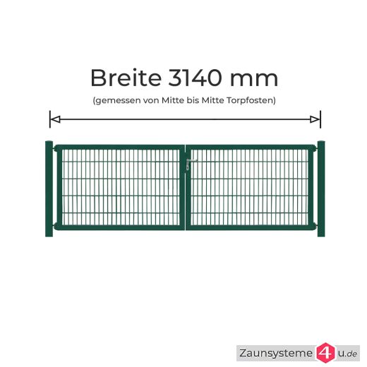 Profi-Doppeltor Komplett-Set 2x1472 mm Flügelbreite verzinkt + pulverbeschichtet grün