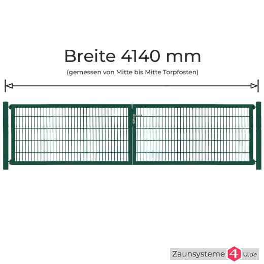 Profi-Doppeltor Komplett-Set 2x1972 mm Flügelbreite verzinkt + pulverbeschichtet grün