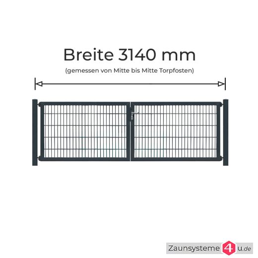 Profi-Doppeltor Komplett-Set 2x1472 mm Flügelbreite verzinkt + pulverbeschichtet anthrazit