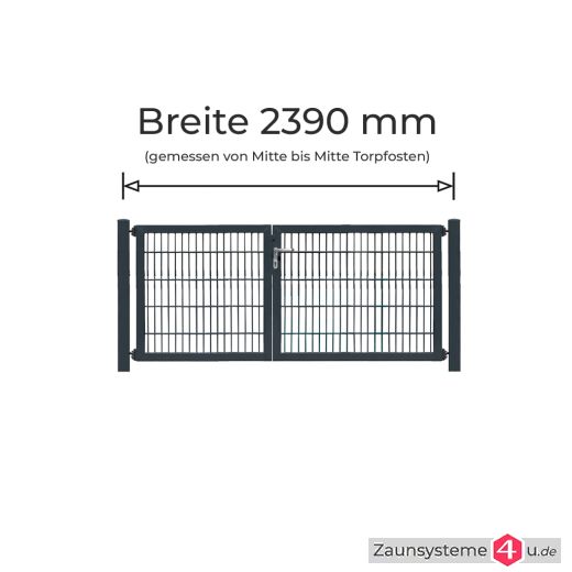 Profi-Doppeltor Komplett-Set 0972+1222 mm Flügelbreite verzinkt + pulverbeschichtet anthrazit