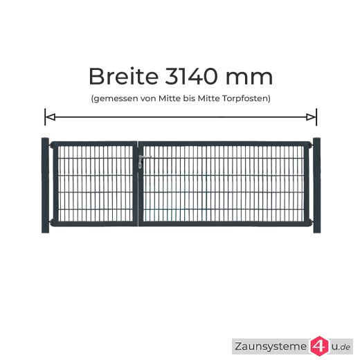 Profi-Doppeltor Komplett-Set 0972+1972 mm Flügelbreite verzinkt + pulverbeschichtet anthrazit