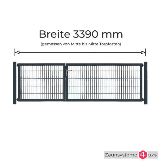 Profi-Doppeltor Komplett-Set 1222+1972 mm Flügelbreite verzinkt + pulverbeschichtet anthrazit