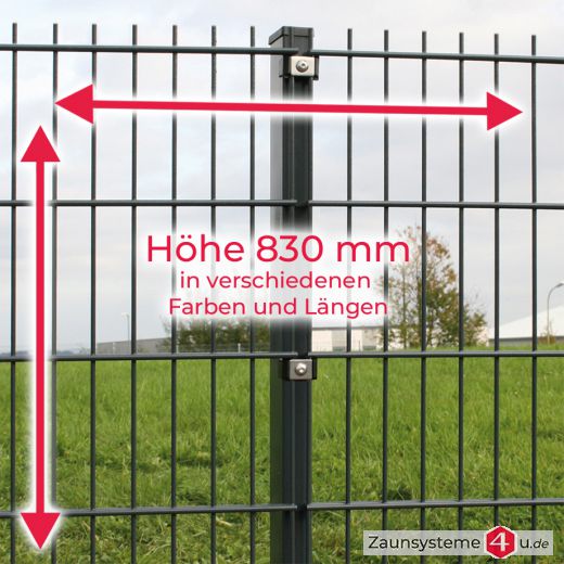 HOME 6-5-6 Doppelstab Zaunsets 830 mm Höhe in verschiedenen Farben und Längen