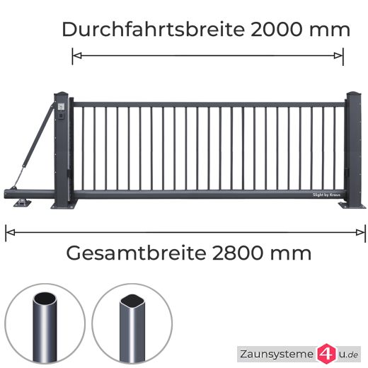 SLIGHT automatisches Schiebetor, 2000mm Durchfahrtsbreite, in verschiedenen Ausführungen