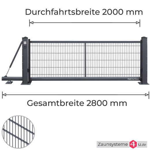 SLIGHT Schiebetor mit Doppelstab-Füllung, 2000mm Durchfahrtsbreite, in verschiedenen Ausführungen