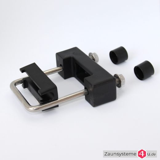 Haltebügel mit Kunststoffabdeckung für DS-Zaunpfähle B in zwei Ausführungen