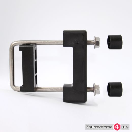 Haltebügel mit Kunststoffabdeckung für DS-Zaunpfähle B in zwei Ausführungen