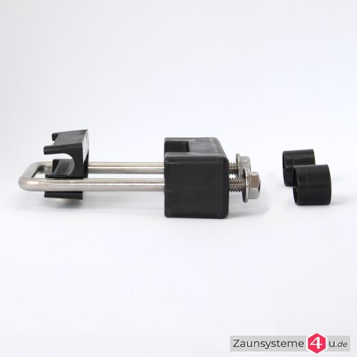 Haltebügel mit Kunststoffabdeckung für DS-Zaunpfähle B in zwei Ausführungen