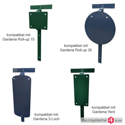 Schlauchtrommelnhalter für Doppelstabmatten in verschiedenen Ausführungen