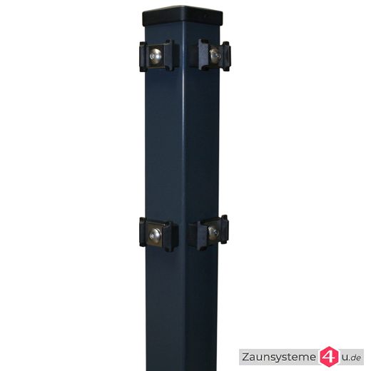 DS-Eckpfahl 60x60 mm Klemmhalter mit Bodenplatte verzinkt + anthrazit