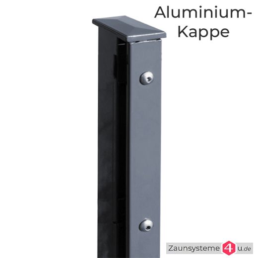 DS-Zaunpfahl 60x40 / 200 mm mit Schiene, Bodenplatte + AK verzinkt + anthrazit