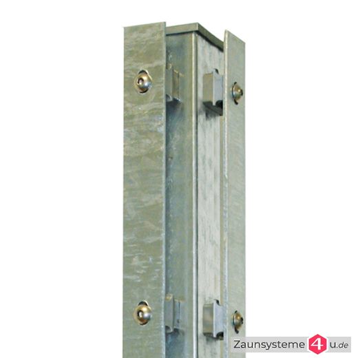 DS-Eckpfahl 60x60 mm mit Schiene und Bodenplatte feuerverzinkt