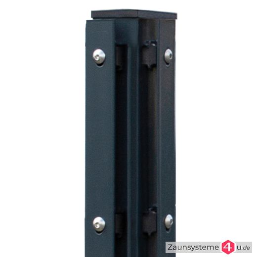 DS-Eckpfahl 60x60 mm mit Schiene und Bodenplatte verzinkt + anthrazit