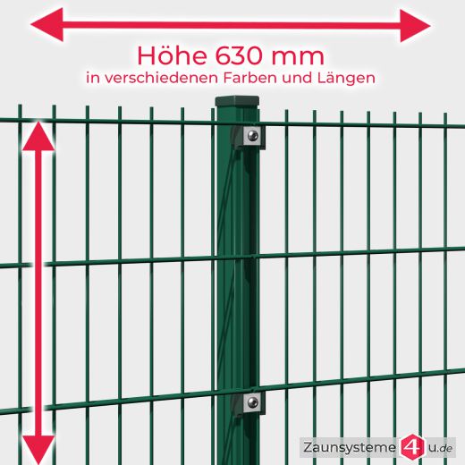 INDUSTRIE 6-5-6 Doppelstab Zaunsets 630 mm Höhe in verschiedenen Farben und Längen