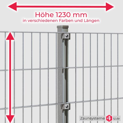 INDUSTRIE 6-5-6 Doppelstab Zaunsets 1230 mm Höhe verzinkt in verschiedenen Längen