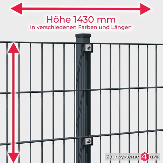 INDUSTRIE 6-5-6 Doppelstab Zaunsets 1430 mm Höhe in verschiedenen Farben und Längen