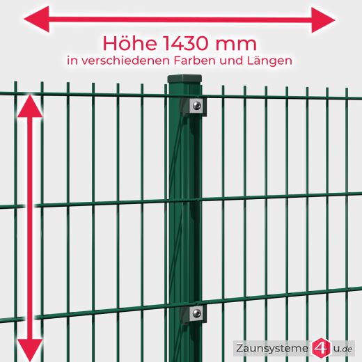 INDUSTRIE 6-5-6 Doppelstab Zaunsets 1430 mm Höhe in verschiedenen Farben und Längen