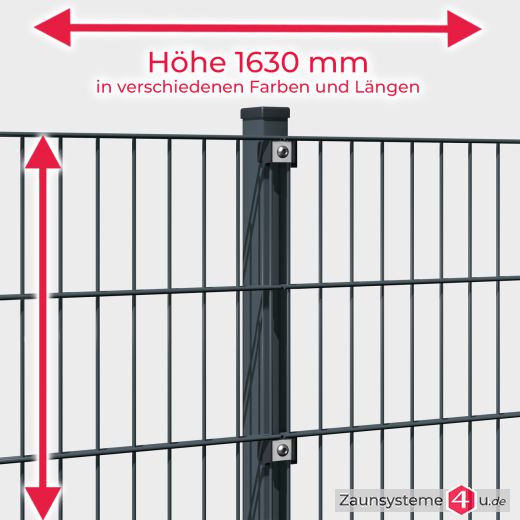 INDUSTRIE 6-5-6 Doppelstab Zaunsets 1630 mm Höhe in verschiedenen Farben und Längen