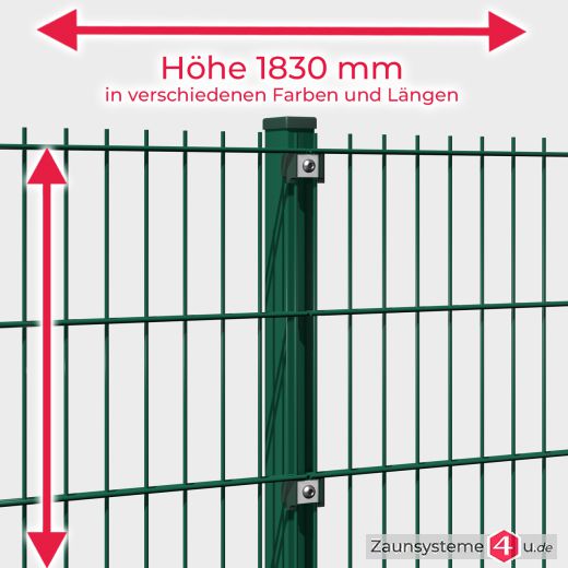 INDUSTRIE 6-5-6 Doppelstab Zaunsets 1830 mm Höhe in verschiedenen Farben und Längen