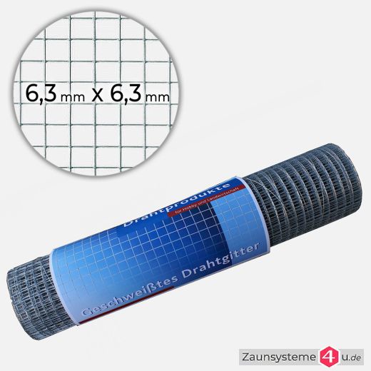 Punktgeschweißtes Gitter 6,3 x 6,3 x 0,55 mm 25 m feuerverzinkt in verschiedenen Höhen