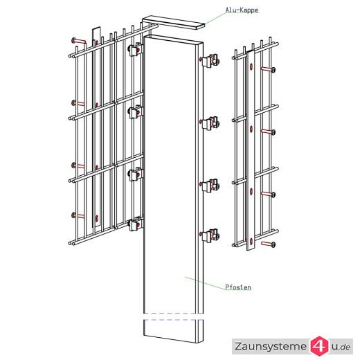 Gabionenpfosten 200 x 40 x 3,0 mm verzinkt + anthrazit in verschiedenen Längen