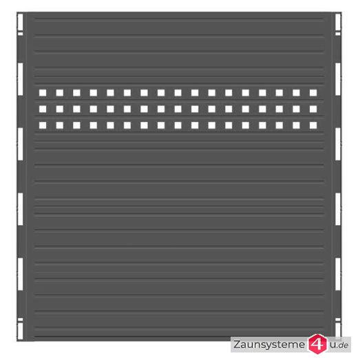 Paneelzaun Element Glattblech mit Lochblechreihe anthrazit 1350 mm Breite in verschiedenen Höhen