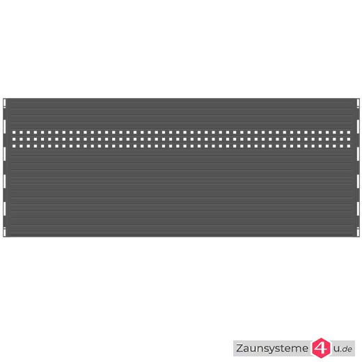 Paneelzaun Element Glattblech mit Lochblechreihe anthrazit 2510 mm Breite in verschiedenen Höhen