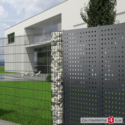 Paneelzaun Element Lochblech anthrazit 1350 mm Breite in verschiedenen Höhen
