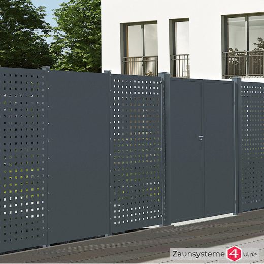Paneelzaun Element Lochblech anthrazit 2510 mm Breite in verschiedenen Höhen