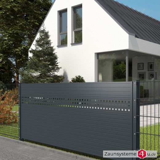 Paneeltür Glattblech mit Lochreihe anthrazit 1500 mm Breite in verschiedenen Höhen