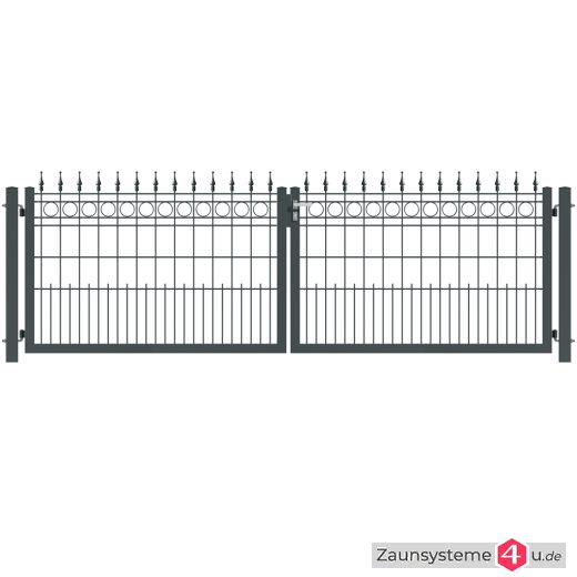 Ziergitterzauntor 2-flg. SATURN 2900 mm Breite grün oder anthrazitgrau in verschiedenen Höhen