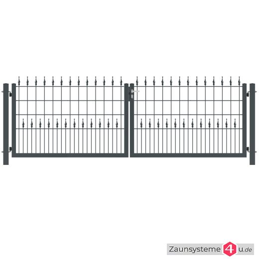 Ziergitterzauntor 2-flg. NEPTUN 3900 mm Breite grün oder anthrazitgrau in verschiedenen Höhen