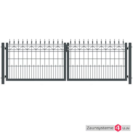 Ziergitterzauntor 2-flg. MERKUR 2900 mm Breite grün oder anthrazitgrau in verschiedenen Höhen