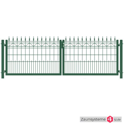 Ziergitterzauntor 2-flg. MERKUR 3900 mm Breite grün oder anthrazitgrau in verschiedenen Höhen