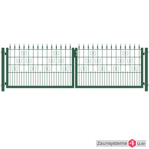 Ziergitterzauntor 2-flg. VENUS 2900 mm Breite grün oder anthrazitgrau in verschiedenen Höhen