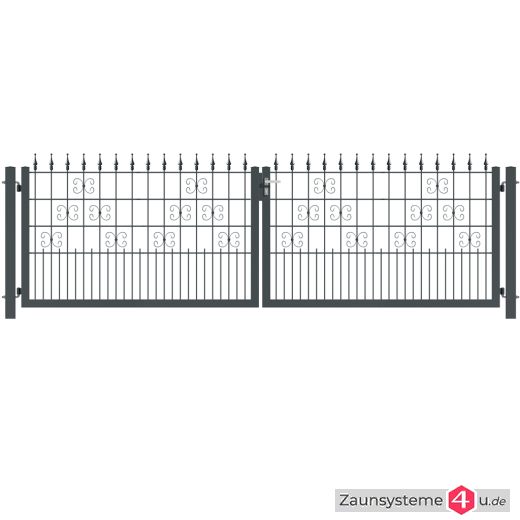 Ziergitterzauntor 2-flg. VENUS 3900 mm Breite grün oder anthrazitgrau in verschiedenen Höhen