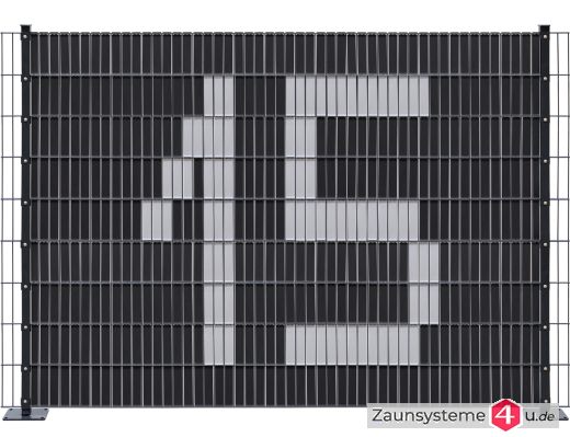 Sichtschutz-Komplettset Klick-Elemente Lichtgrau für 6-5-6er Doppelstabmatten - für 2 Reihen à 2,5m