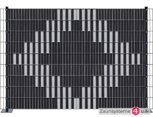 Sichtschutz-Komplettset Klick-Elemente Lichtgrau für 6-5-6er Doppelstabmatten - für 2 Reihen à 2,5m